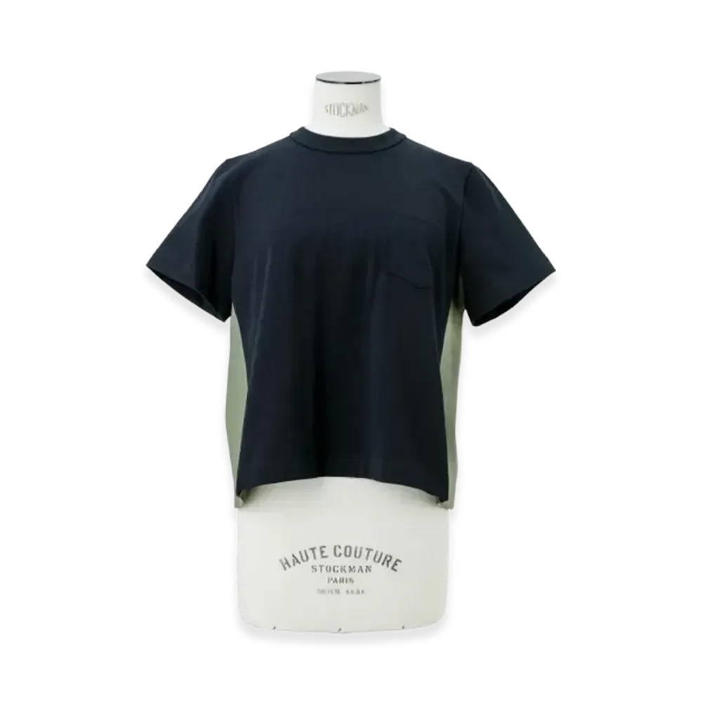 sacai Nylon Twill x Cotton Jersey T-Shirt "Navy/Khaki"