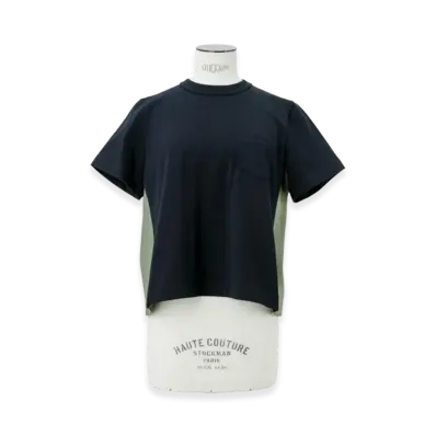 sacai Nylon Twill x Cotton Jersey T-Shirt "Navy/Khaki"