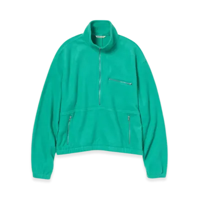 AURALEE Pure Silk Comfort Fleece Half Zip P/O "Jade Green"