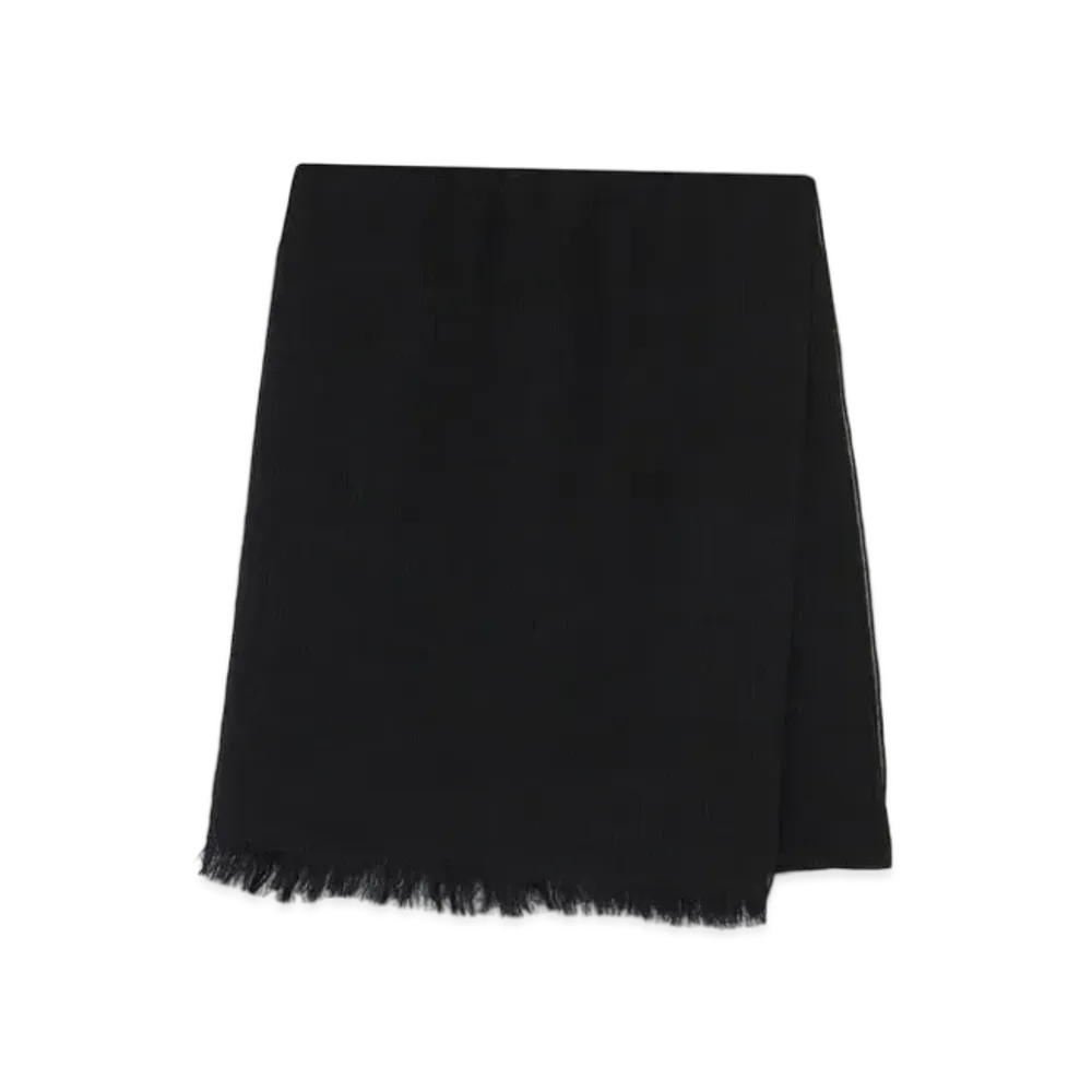 Yohji Yamamoto Pour Homme SILK WOOL PIECE DYE PLAIN STRIPE STOLE "Black"