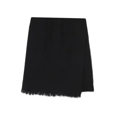 Yohji Yamamoto Pour Homme SILK WOOL PIECE DYE PLAIN STRIPE STOLE "Black"