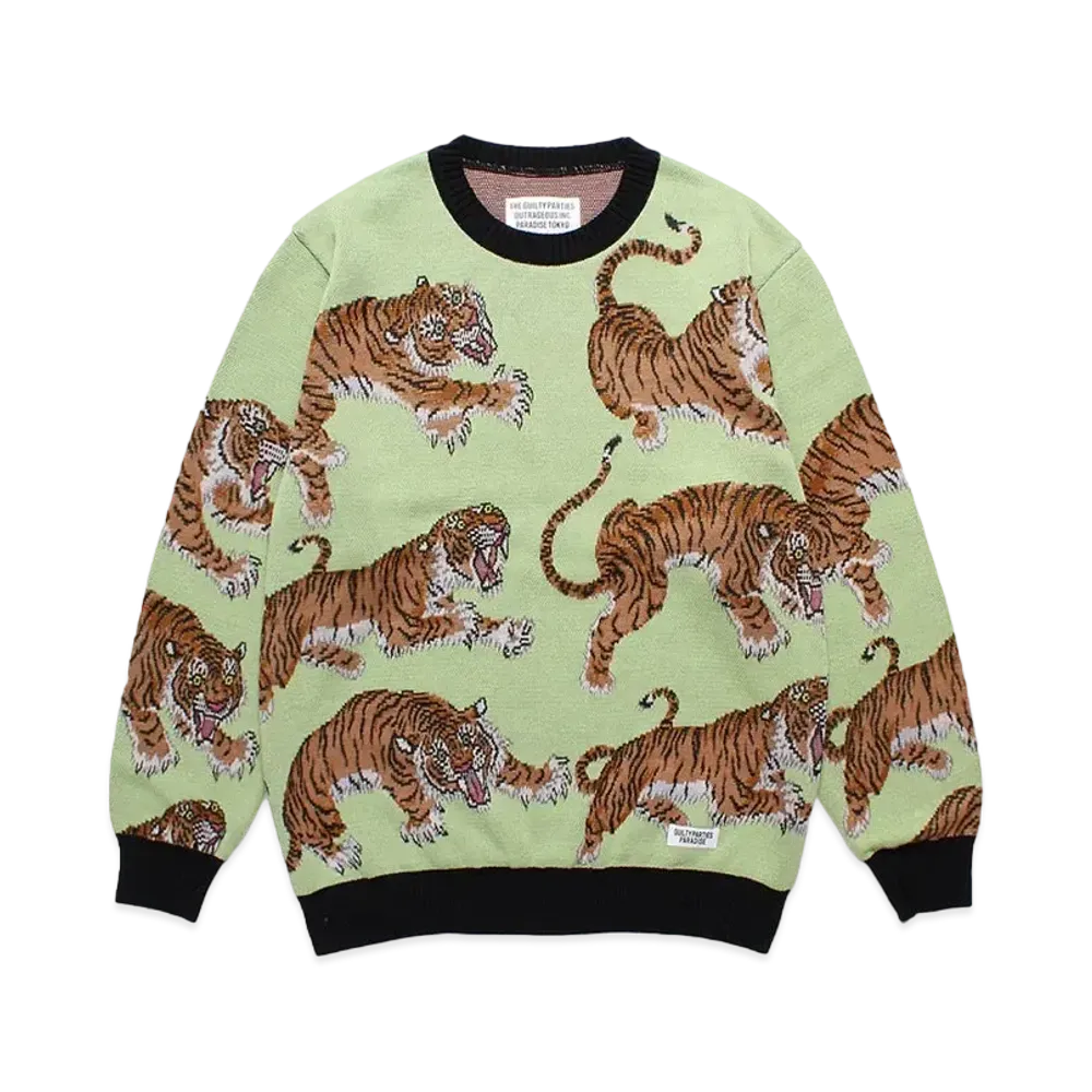 WACKO MARIA Tim Lehi / Jacquard Knit Sweater "Light Green"