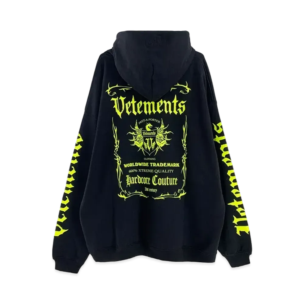 VETEMENTS Label Print ed Parker "Black Neon Green"