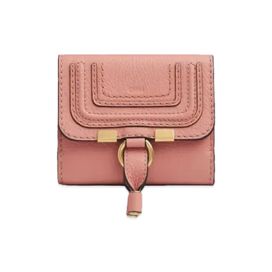Chloe Women's Marcie Square Wallet For In Small Grain Calfskin "Sunny Coral"