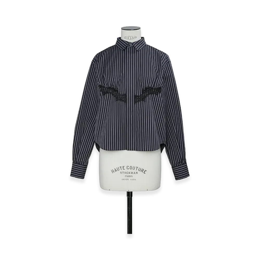sacai Women's Poplin Shirt "Navy Stripe"