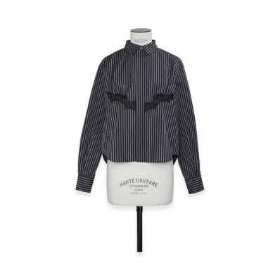 sacai Women's Poplin Shirt "Navy Stripe"