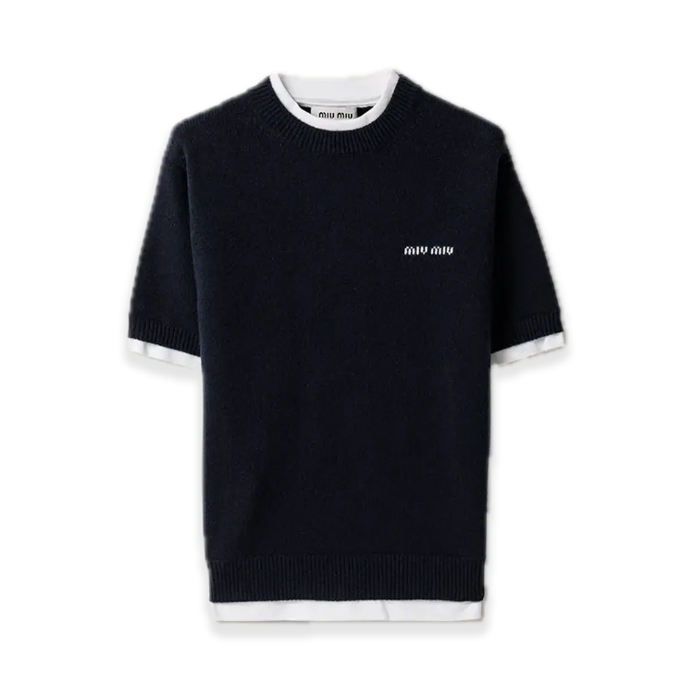 MIU MIU Cashmere Crewneck Sweater "Navy"