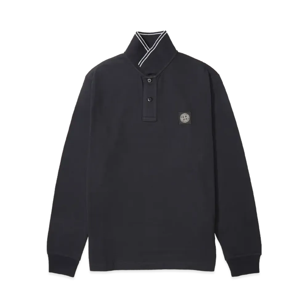 Stone Island L/S Polo Shirt 22002SL Organic Cotton Elastane Pique "Navyblue"