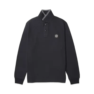 Stone Island L/S Polo Shirt 22002SL Organic Cotton Elastane Pique "Navyblue"