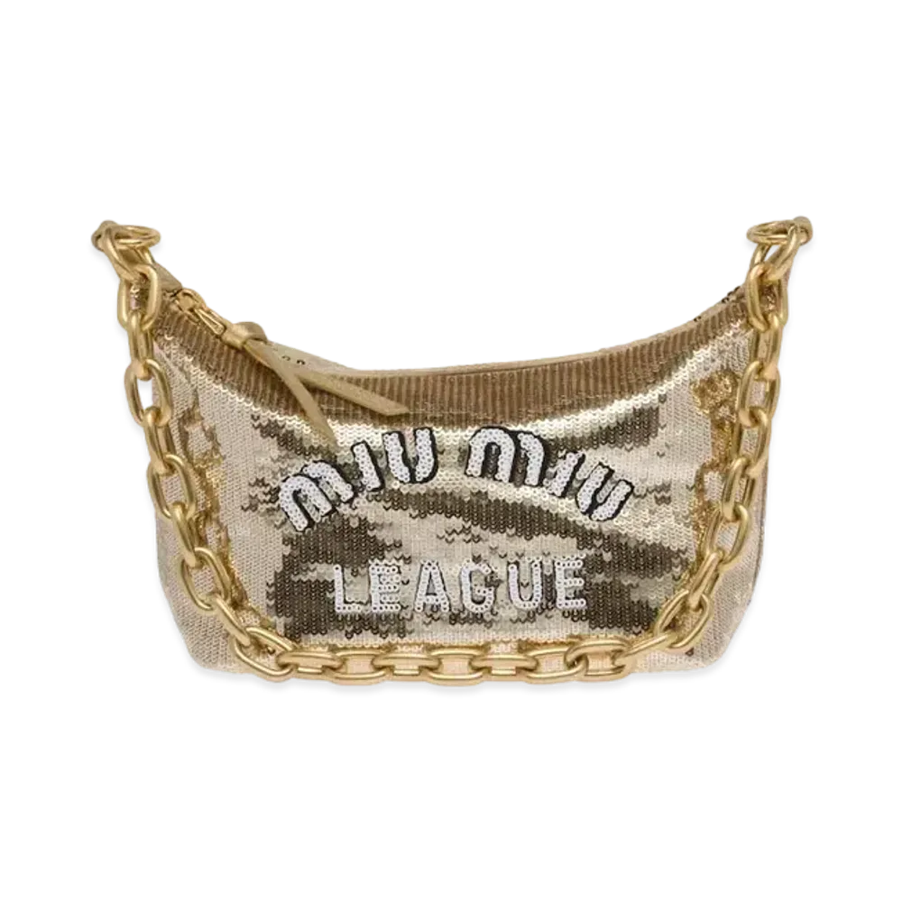 MIU MIU Miu Spirit Satin Bag With Appliques "Platinum"