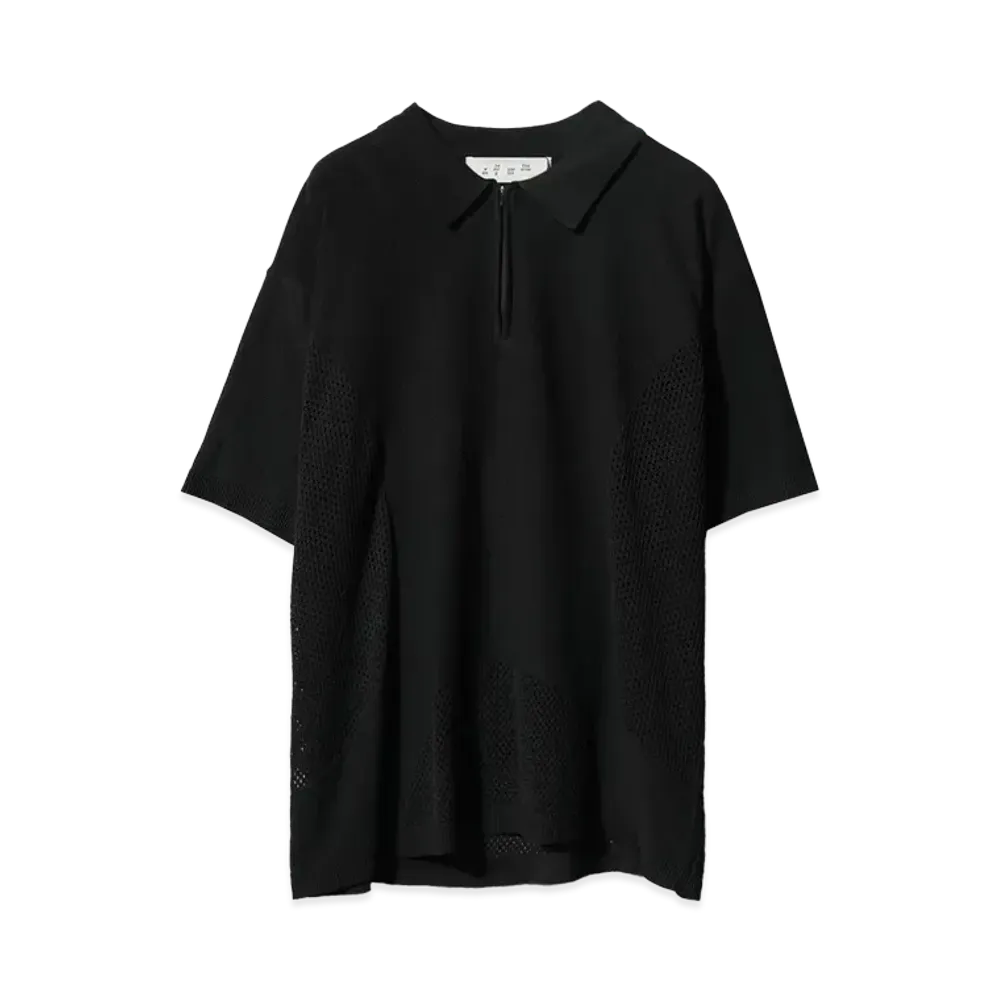 Bal VENTILATION MESH KNIT ZIP POLO "BLACK"