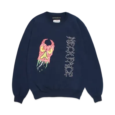 WACKO MARIA x NECKFACE Heavy Weight Crew Neck Sweat Shirt "Navy"