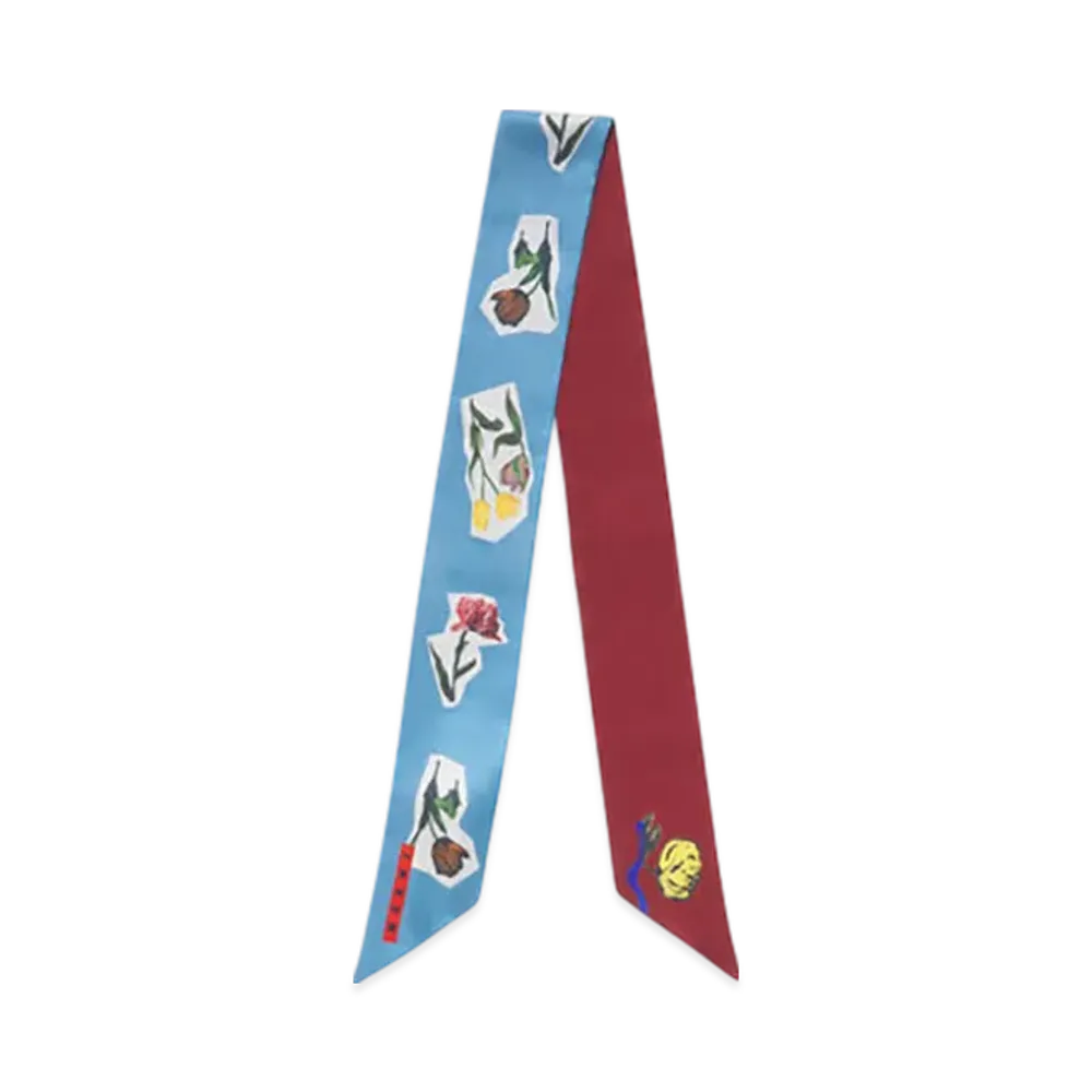 MARNI x Olaolu Slawn x Soldier Boyfriend Silk Scarf with Flower Collage "Orange"