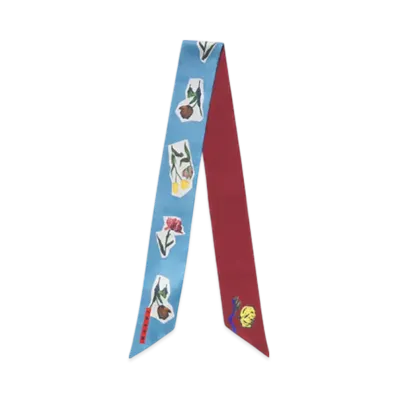 MARNI x Olaolu Slawn x Soldier Boyfriend Silk Scarf with Flower Collage "Orange"