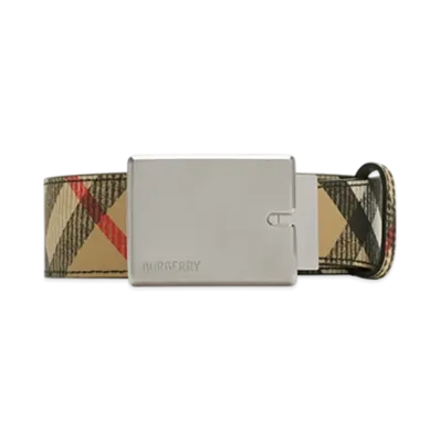 Burberry Reversible Check B-Cut Belt "Sand/Slate"