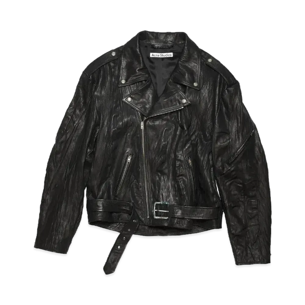 Acne Studios Crinkle Leather Biker Jacket "Black"