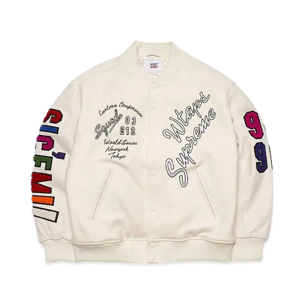 Supreme x WTAPS Varsity Jacket "White"