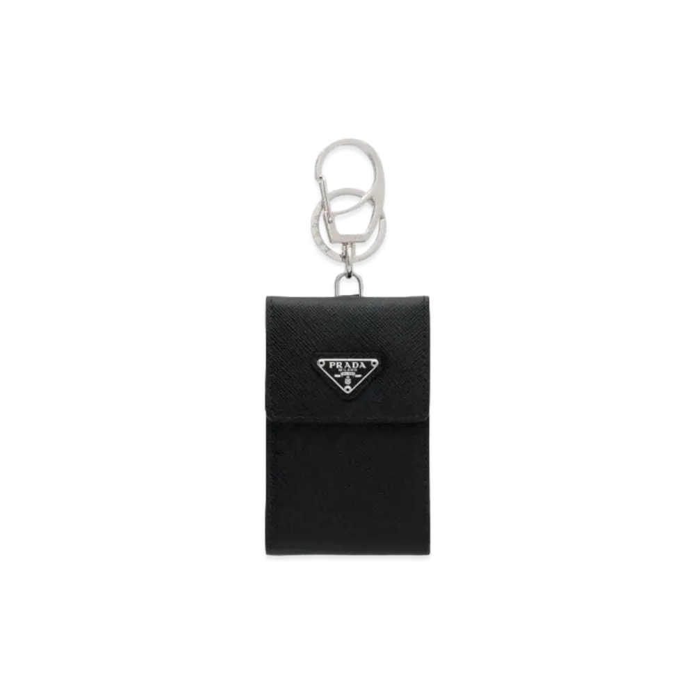 PRADA Saffiano Leather Keychain Trick "Black"