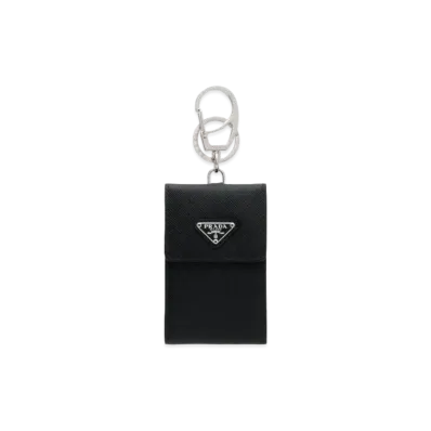 PRADA Saffiano Leather Keychain Trick "Black"