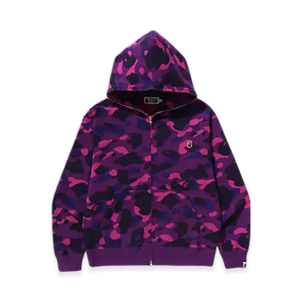 A BATHING APE One Point Color Camo Cropped Full Zip Hoodie "Purple"
