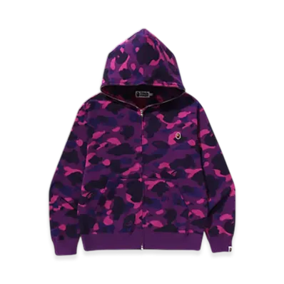 A BATHING APE One Point Color Camo Cropped Full Zip Hoodie "Purple"