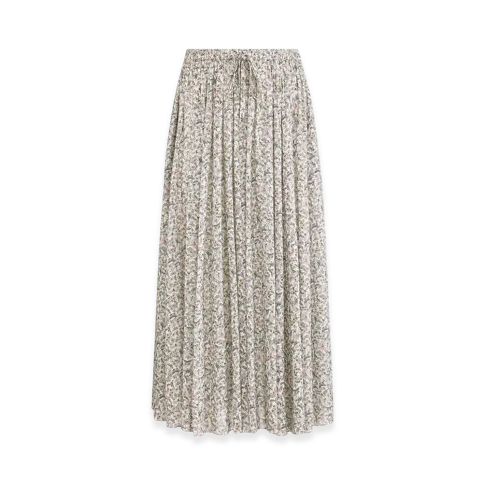 Dior Women's Cotton Muslin with Libellule Camouflage Motif Flared Mid Length Skirt "White"