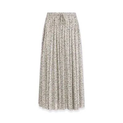 Dior Women's Cotton Muslin with Libellule Camouflage Motif Flared Mid Length Skirt "White"