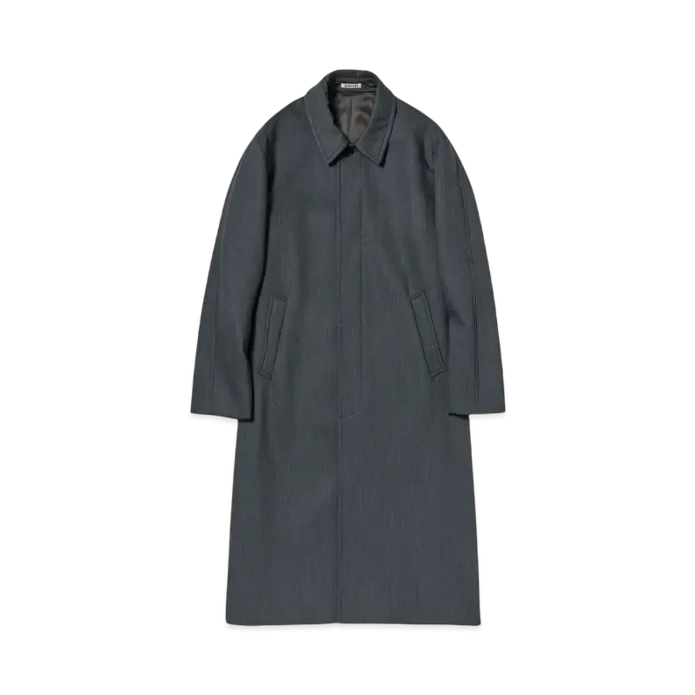 AURALEE Sponge Wool Twill Soutein Collar Coat "Top Charcoal"
