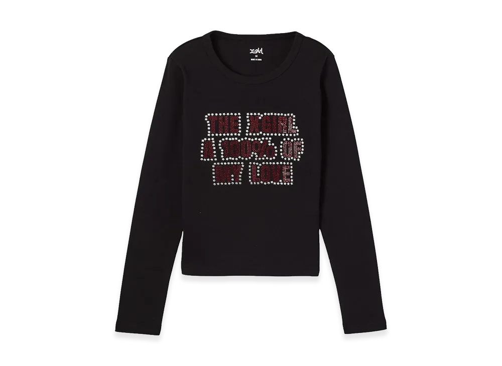 X-Girl Women's Star And Logo L/S Baby Tee "Black"