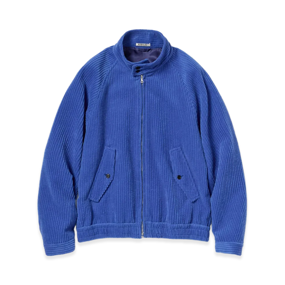 AURALEE Wool Cashmere Corduroy Zip Blouson "Royal Blue"