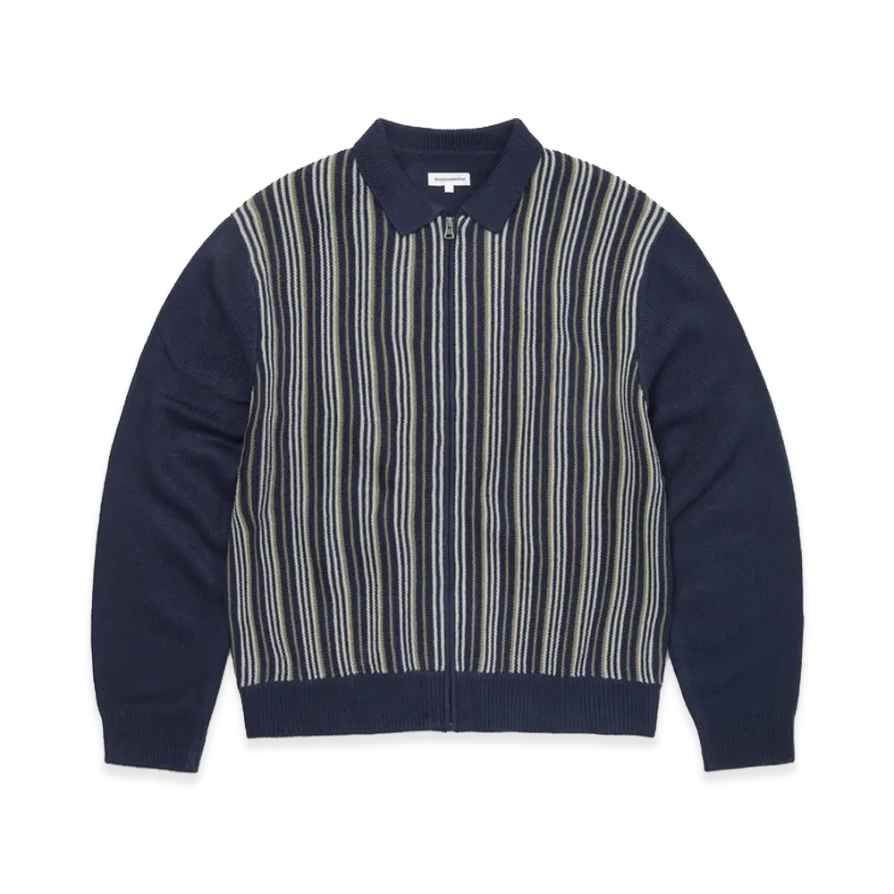thisisneverthat Striped Knit Zip Cardigan "Navy"