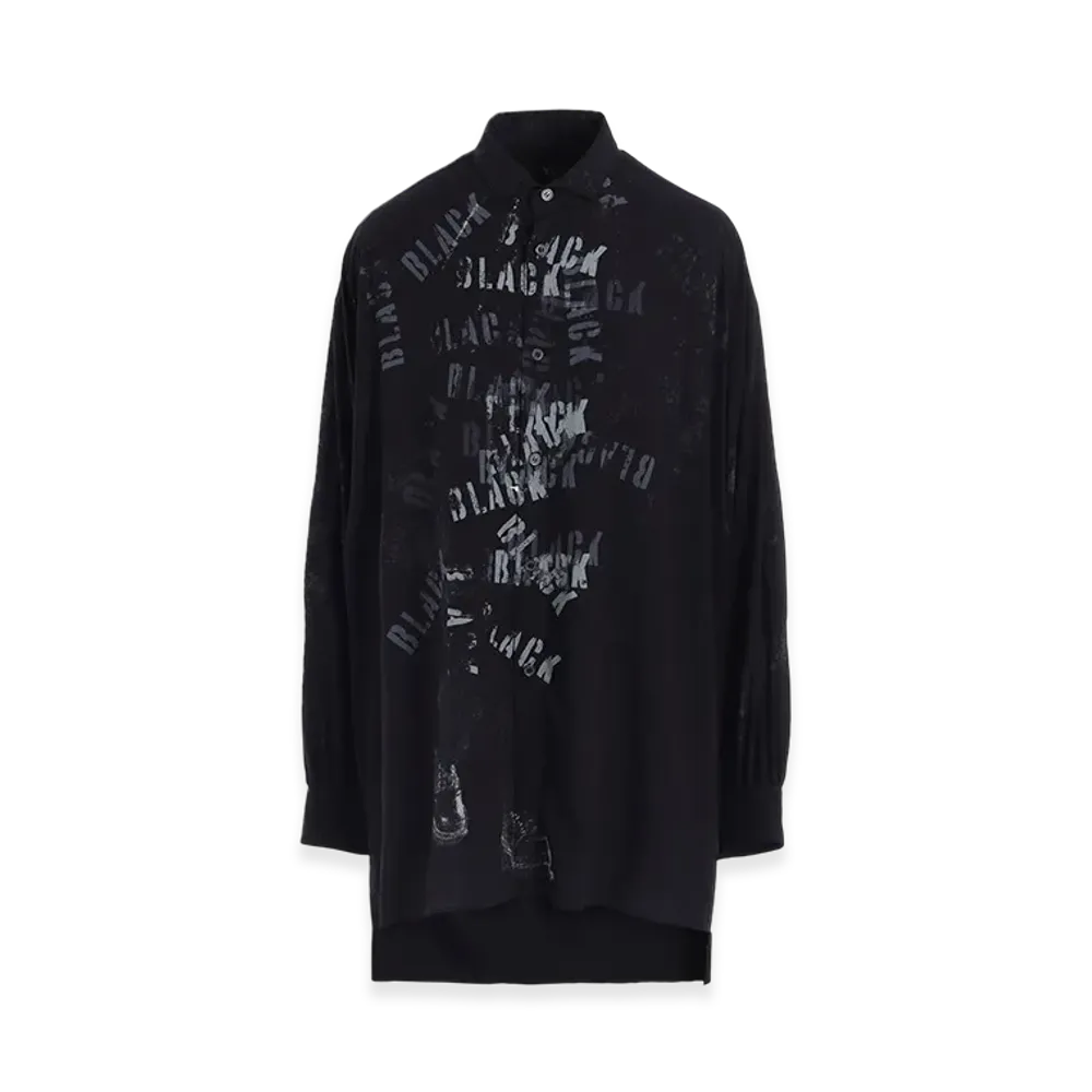 Y's "Black" Print Big Blouse "Black"