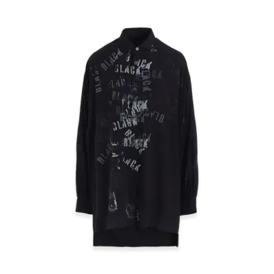 Y's "Black" Print Big Blouse "Black"