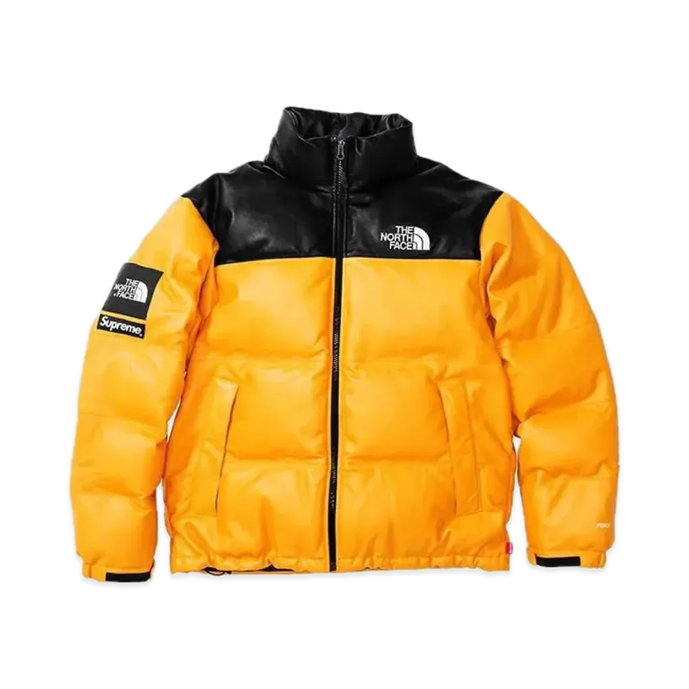 Supreme x The North Face Leather Nuptse Jacket "Yellow"