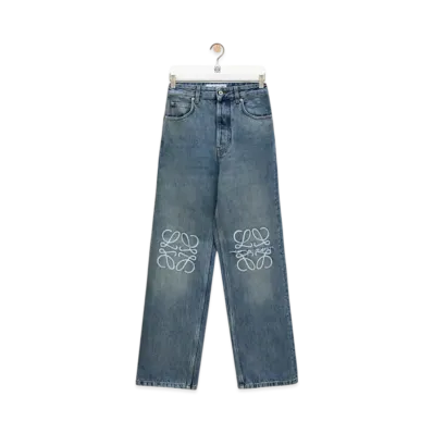 LOEWE Men's Anagram Baggy Jeans in Denim "Washed Denim"