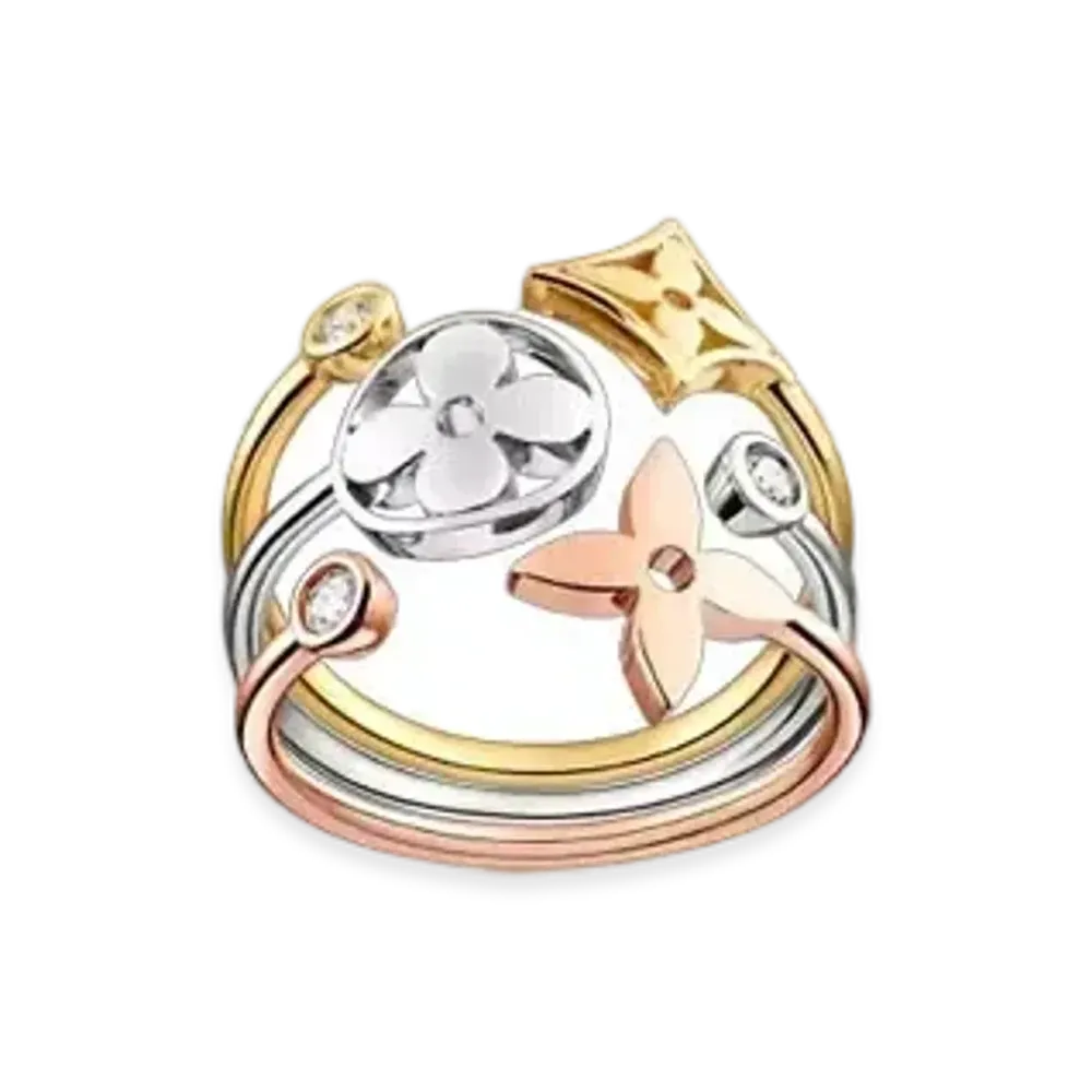 Louis Vuitton Idylle Blossom Ring, 3 Golds and Diamonds