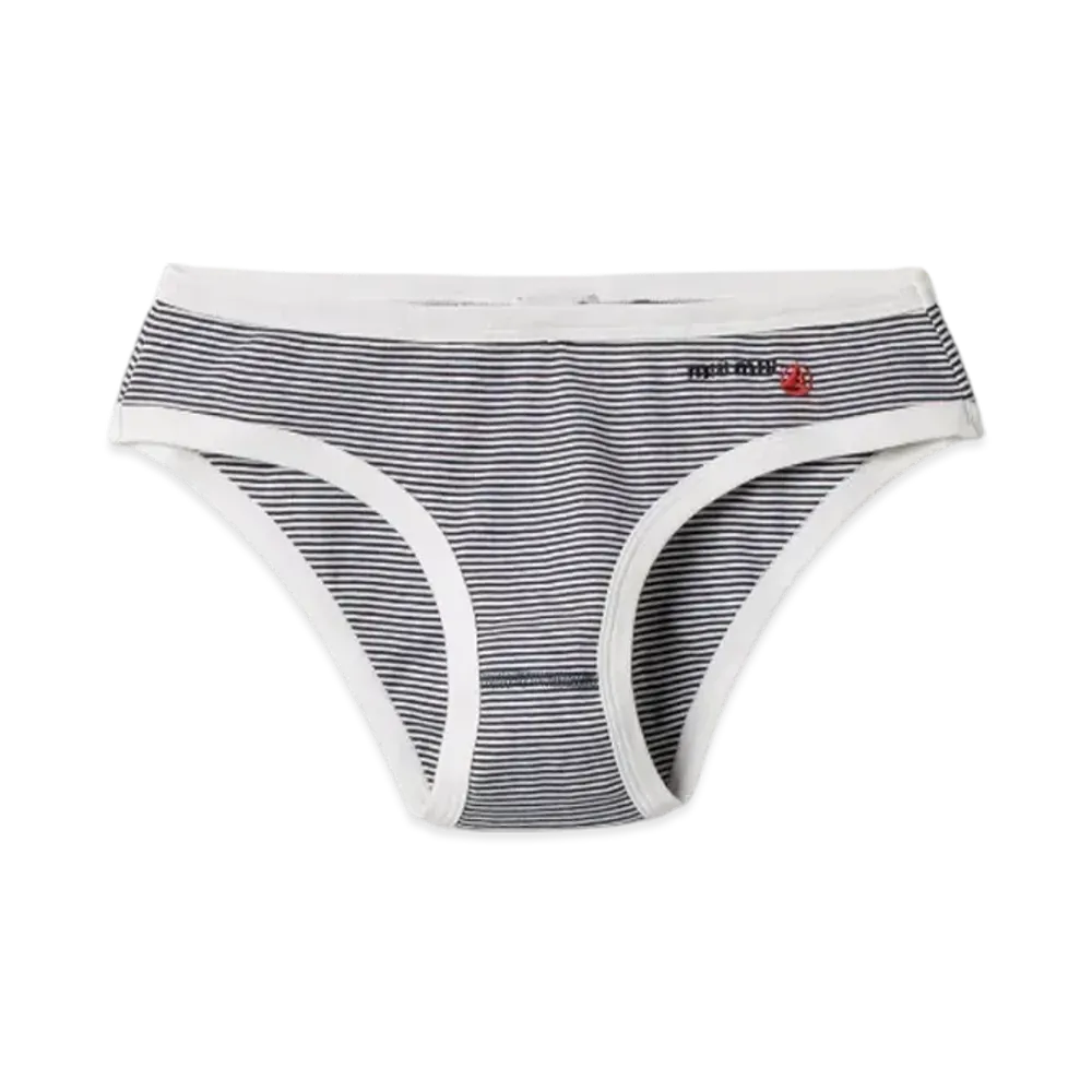Petit Bateau x MIUMIU Women's Ribbed Jersey Briefs "White/Navy"