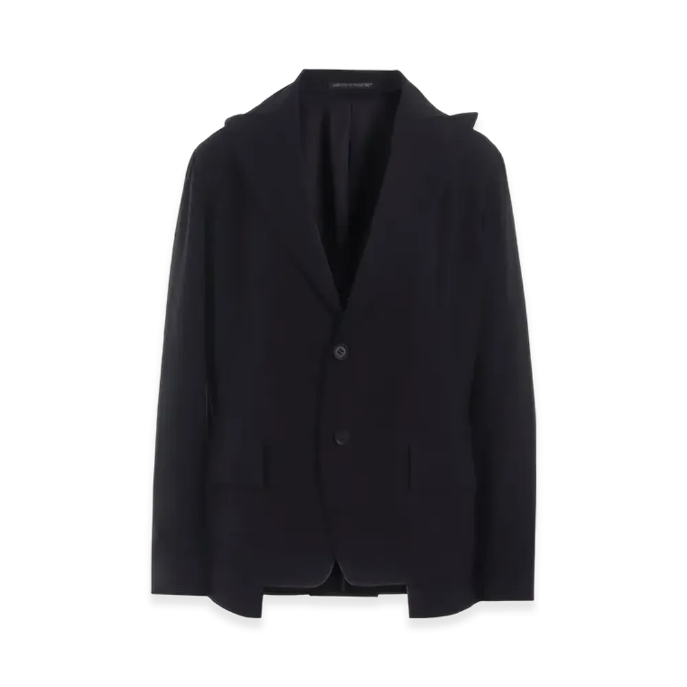 Yohji Yamamoto Ry Wrinkled Lawn Pleats Detail Jacket "Black"