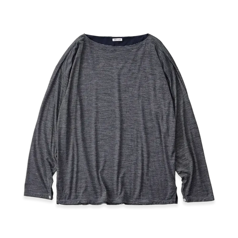 NICENESS R.Melvin Stripe Wool Long Sleeve T-Shirt "Gray"
