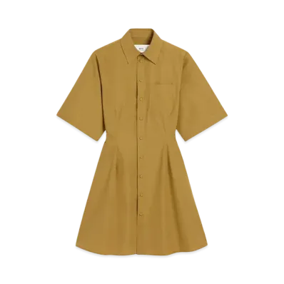 AMI PARIS Cotton Short-Sleeve Shirtdress "Havana"