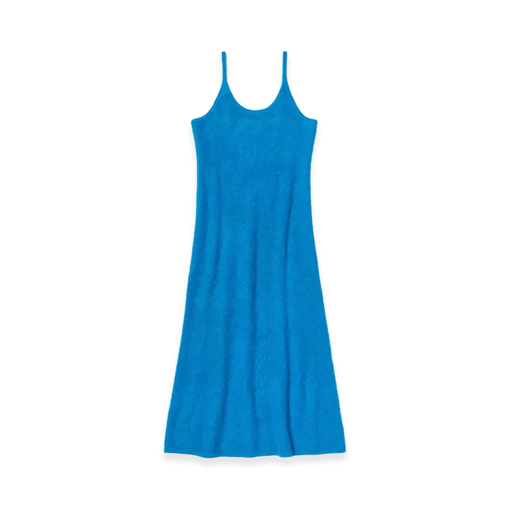 AURALEE Women's Garment-Dyed Baby Alpaca Fur Knit Dress "Royal Blue"