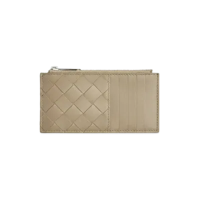 Bottega Veneta Zipped Card Holder "Taupe"