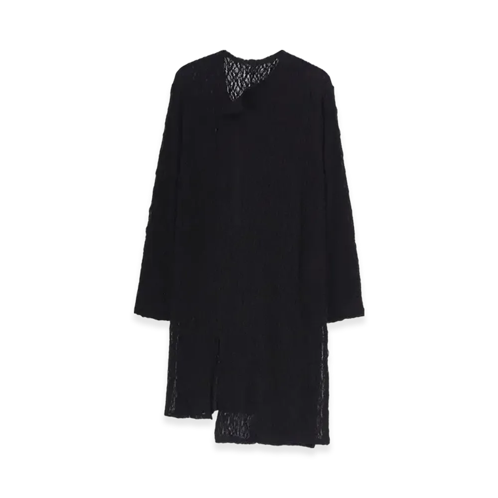 Yohji Yamamoto POUR HOMME Wrinkle Flower Shirring Unbalance LS T "Black"