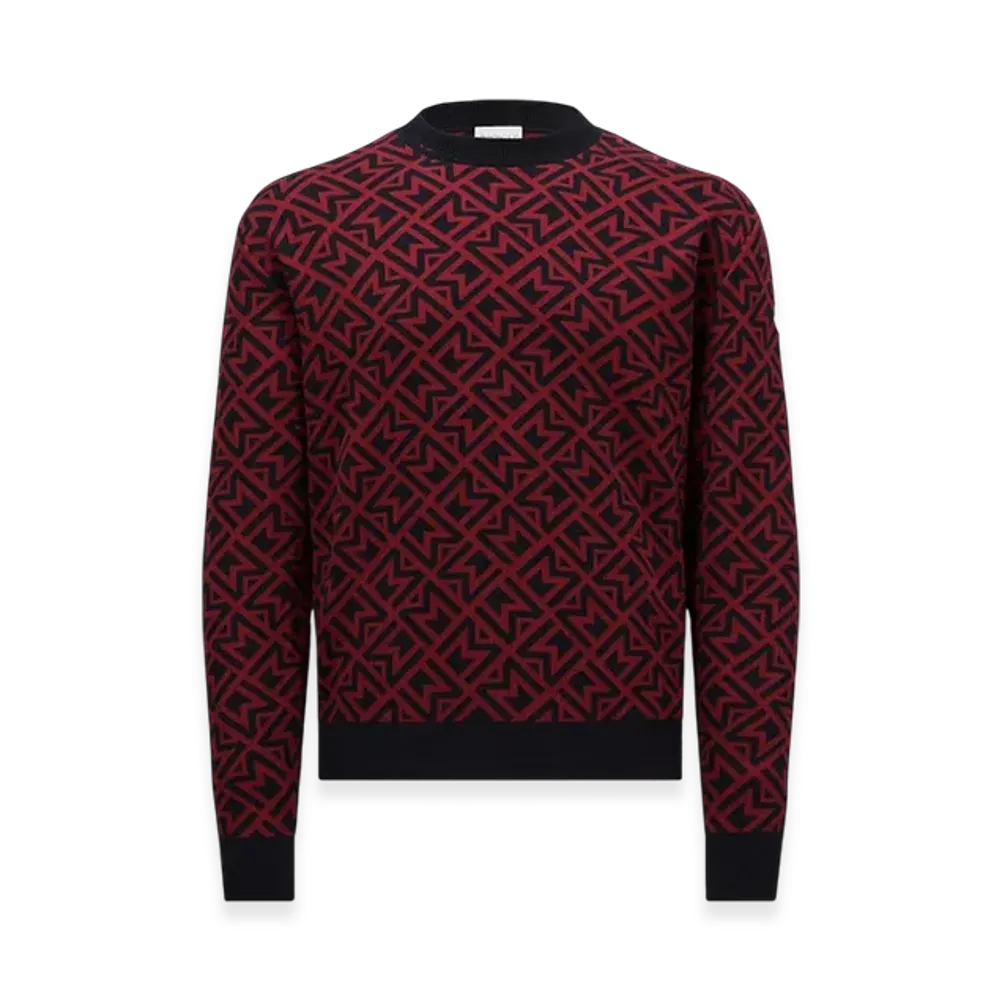 MONCLER Monogram Cotton Jacquard Jumper "Blue Red"