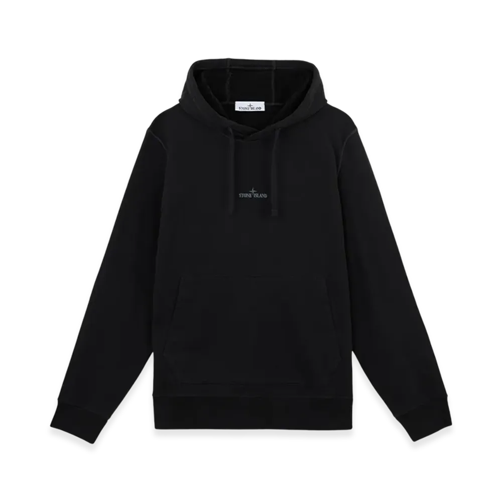Stone Island 66488 Brushed Organic Cotton Fleece Sweatshirt with Optical Three Embroidery - 24FW "Black"