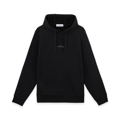 Stone Island 66488 Brushed Organic Cotton Fleece Sweatshirt with Optical Three Embroidery - 24FW "Black"