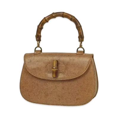 GUCCI Classic Bamboo Lizard Medium Bag "Brown"