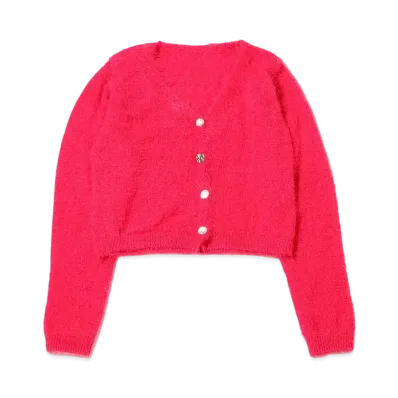 atmos pink Colored Shaggy Knit Cardigan "Pink"