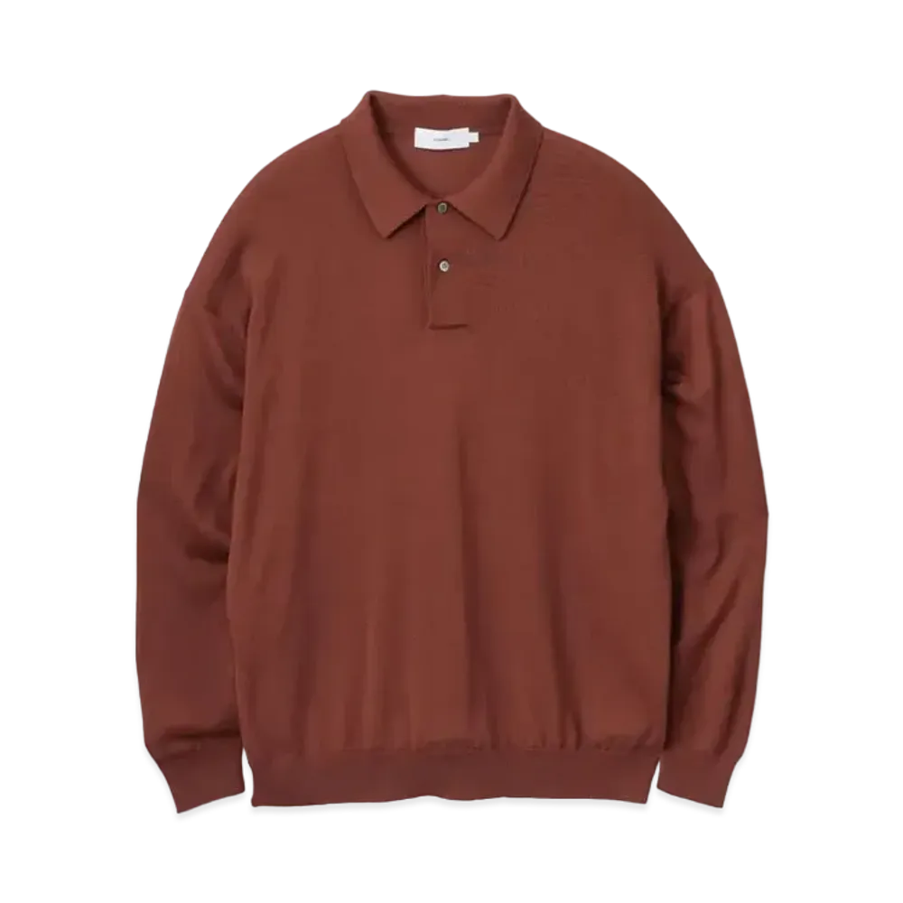 Graphpaper High Gauge Knit Oversized L/S Polo "Brick"