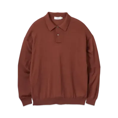 Graphpaper High Gauge Knit Oversized L/S Polo "Brick"